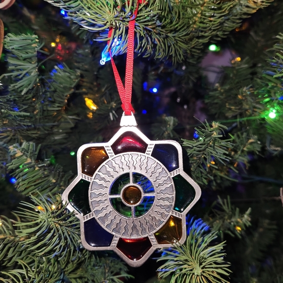 Set of 3 Stained Glass Metal Christmas Tree Ornaments Holiday Decor - Picture 7 of 8